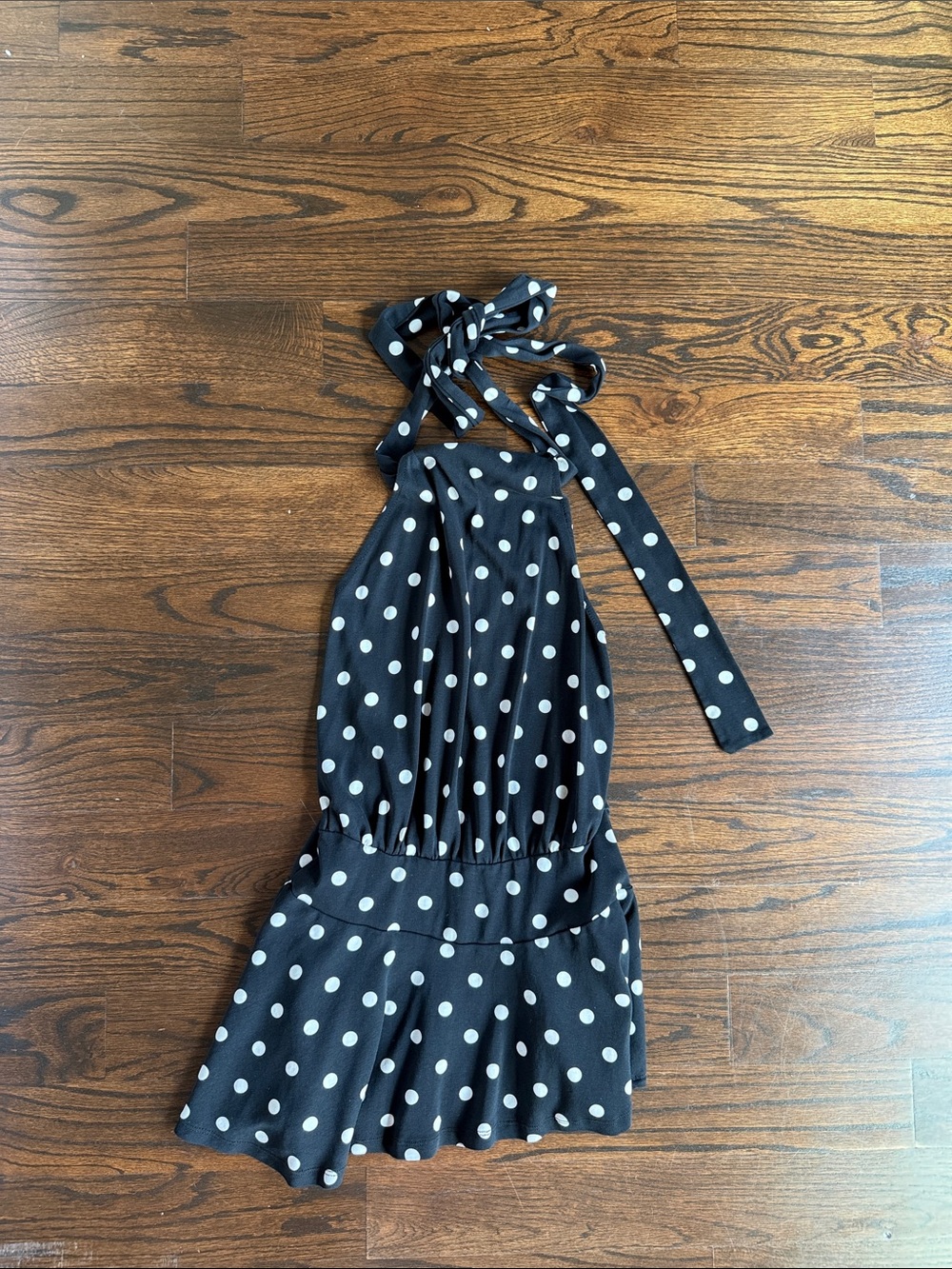 Jaded London Black and White Polka Dot Backless Halter Dress